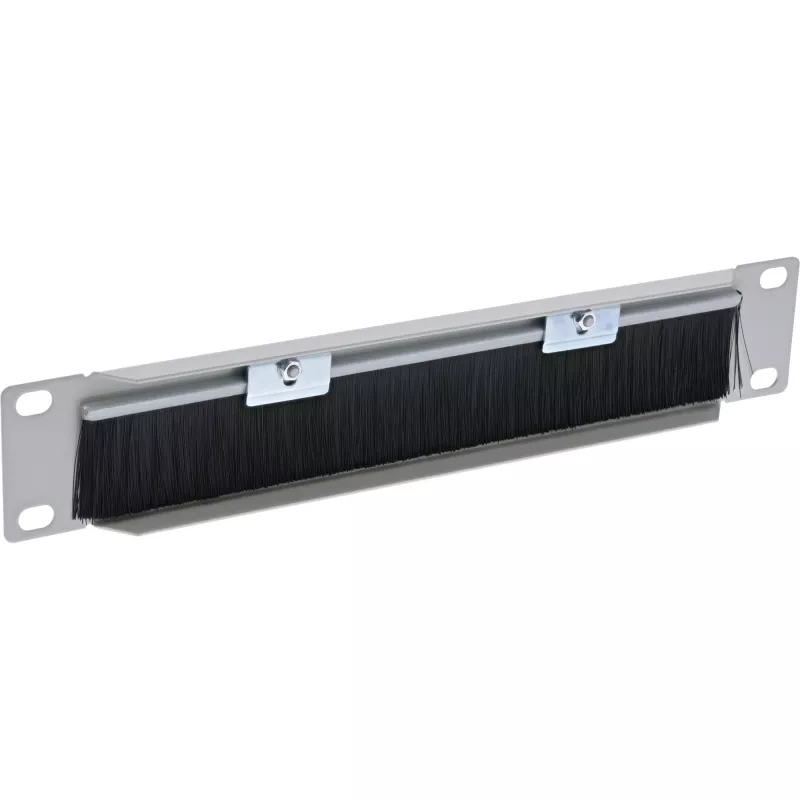 Placa pasacables con cepillo InLine 10 pulgadas, 1U, RAL 7035 gris