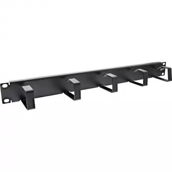 Panel de gestión de cables InLine 19 pulgadas, 5 soportes pequeños, RAL9005, negro
