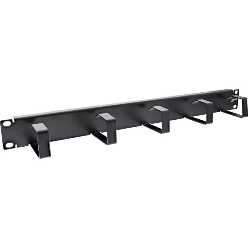 Panel de gestión de cables InLine 19 pulgadas, 5 soportes pequeños, RAL9005, negro