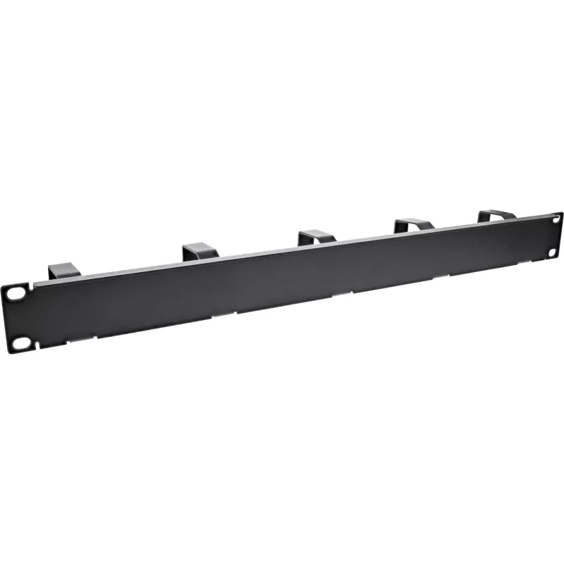 Panel de gestión de cables InLine 19 pulgadas, 5 soportes pequeños, RAL9005, negro