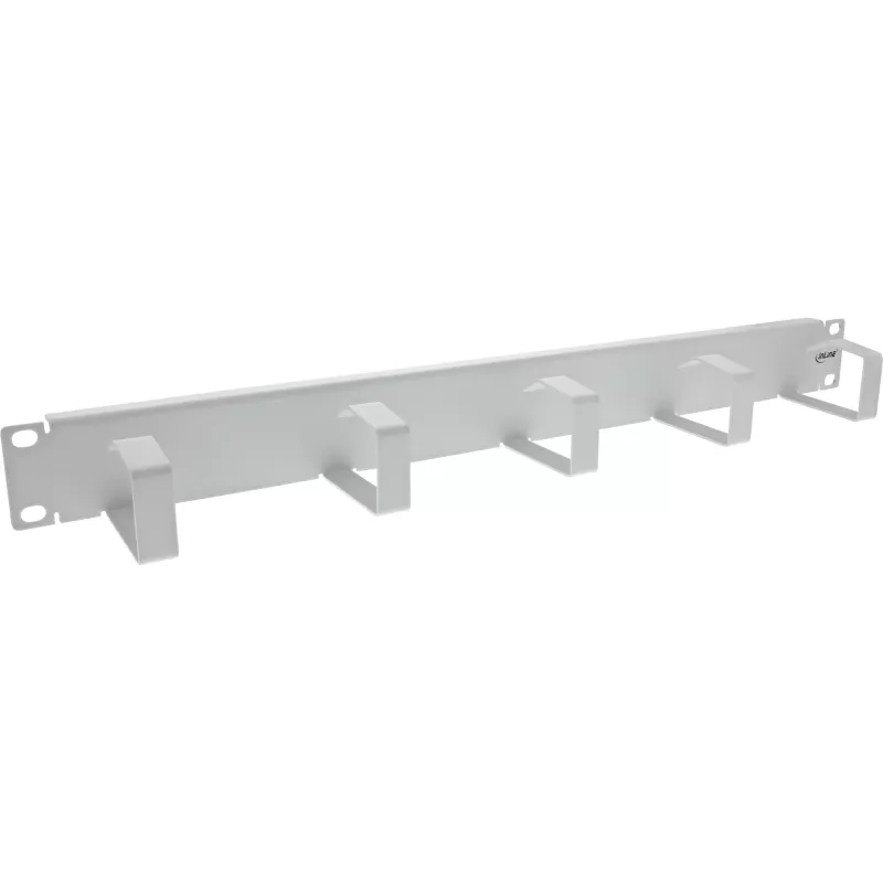 Panel de guiado de cables InLine 19 pulgadas, 5 soportes pequeños, RAL7035, gris