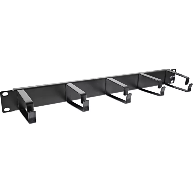 Panel de gestión de cables InLine 19 pulgadas 19110C negro con 5 soportes grandes