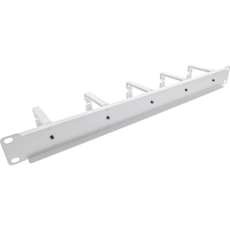 Panel de gestión de cables InLine 19 pulgadas, 5 soportes pequeños, RAL7035, gris