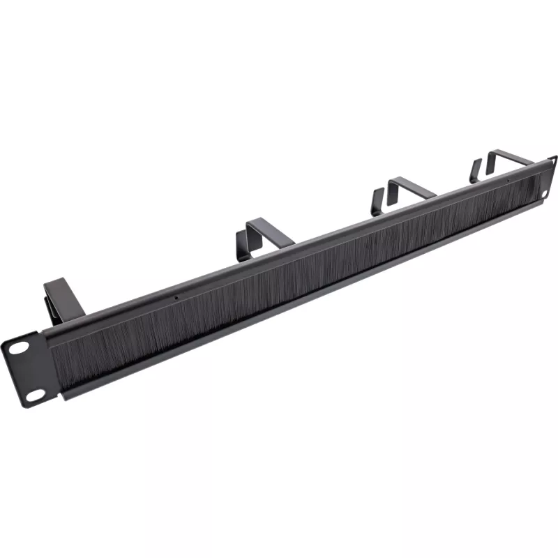 Panel de gestión de cables InLine 19111L 1U negro 19 pulgadas con inserto de cepillo