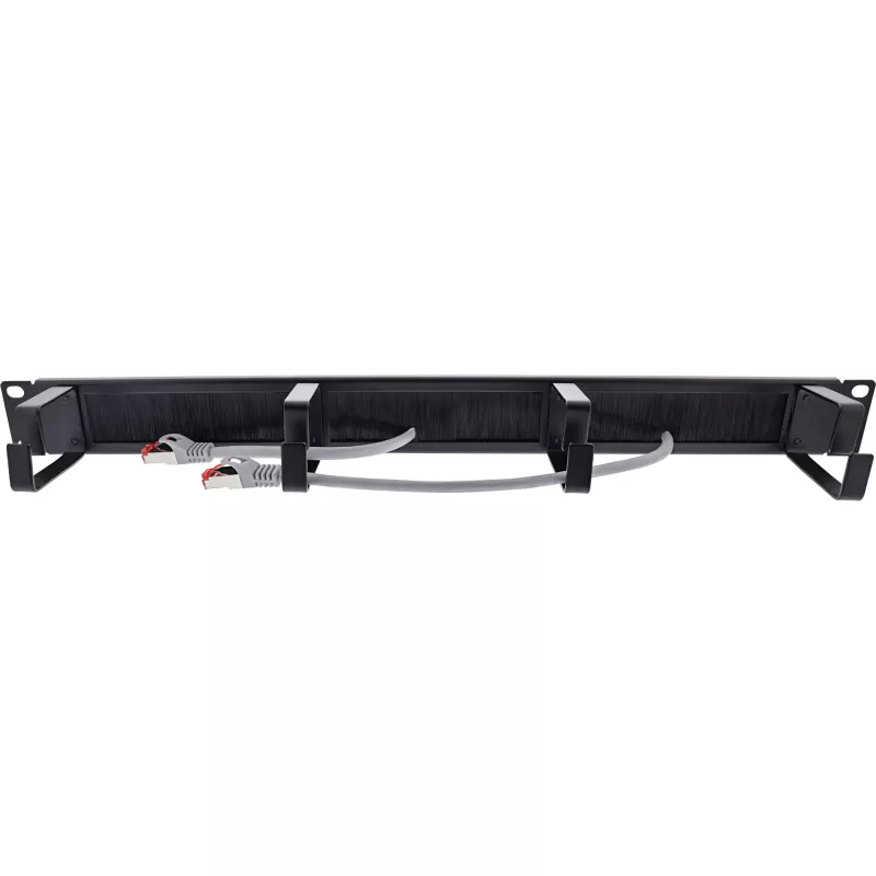 Panel de gestión de cables InLine 19111L 1U negro 19 pulgadas con inserto de cepillo