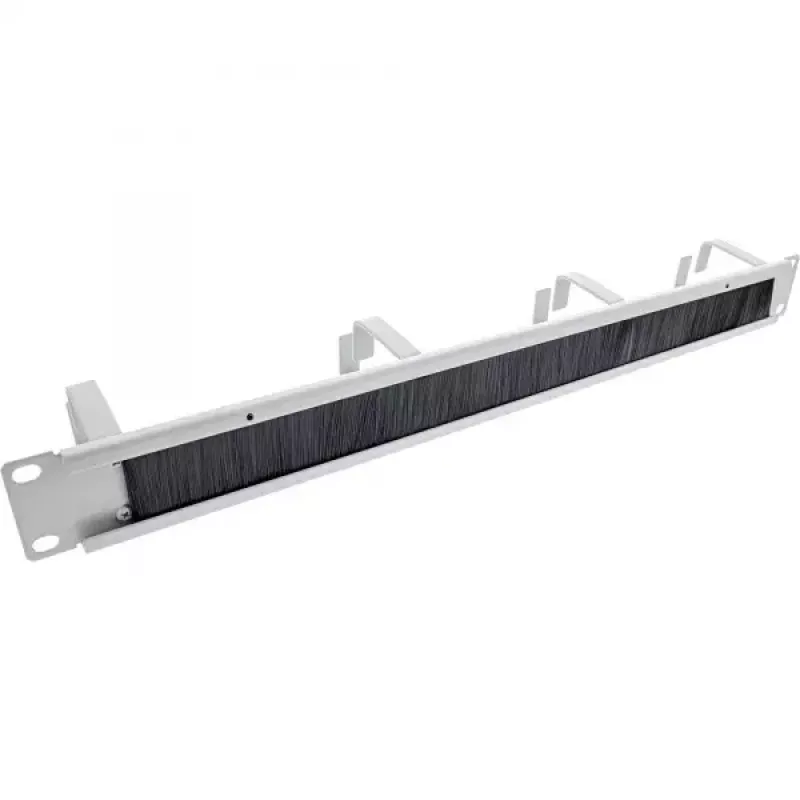 Placas de entrada de cables InLine 19 pulgadas con inserto de cepillo y 4 soportes, 1U, RAL 7035