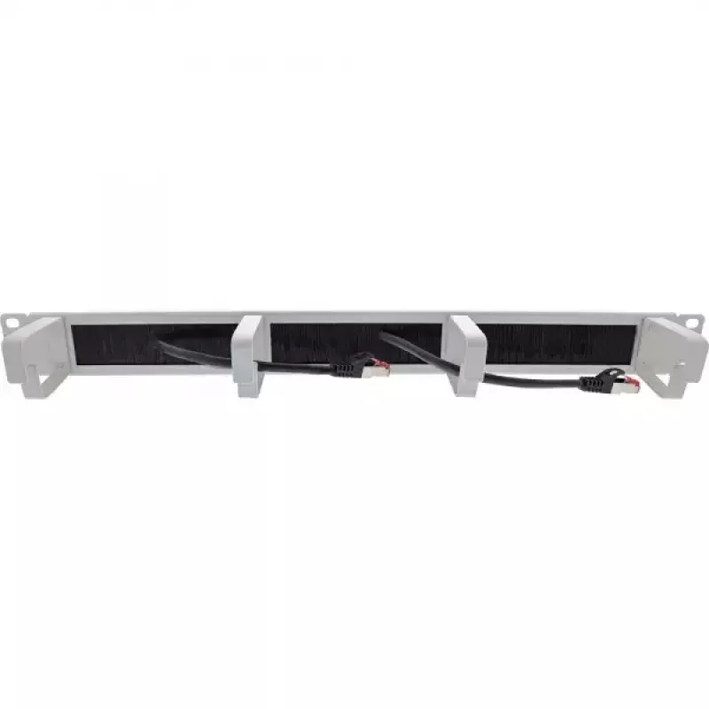Placas de entrada de cables InLine 19 pulgadas con inserto de cepillo y 4 soportes, 1U, RAL 7035