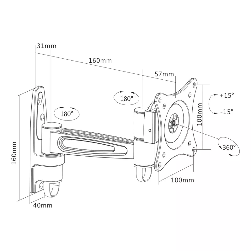 Soporte de pared InLine 23106D para monitores hasta 27 pulgadas