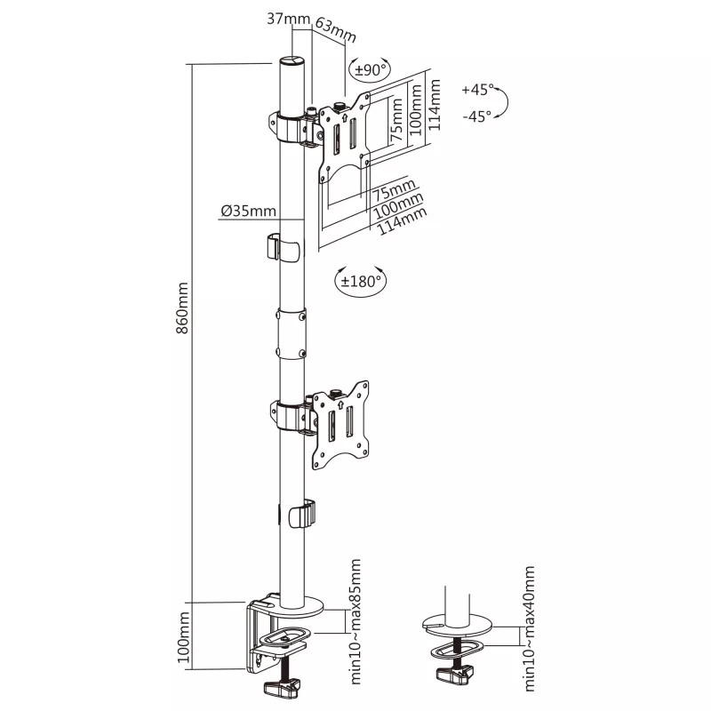 Soporte de mesa InLine para 2x TV/LED/TFT hasta 81cm 32 pulgadas máx. 9kg