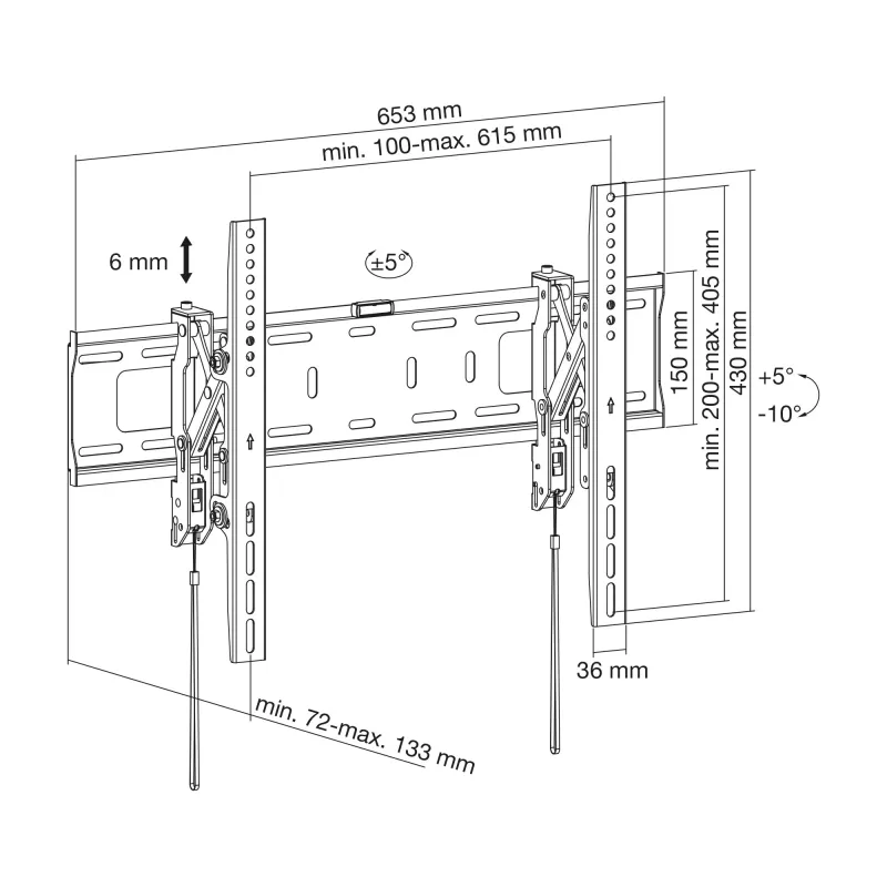Soporte de pared de alto rendimiento InLine, inclinable, para televisor plano (37-80 pulgadas), máx. 75kg
