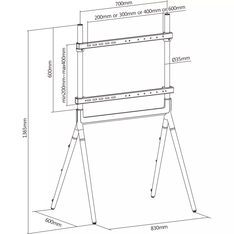 Soporte para TV InLine woodstand Studio, para pantallas 49 pulgadas-70 pulgadas (124-178cm), máx. 40kg