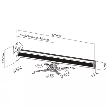 Soporte de pared para proyector InLine 23139A max. 16 kg