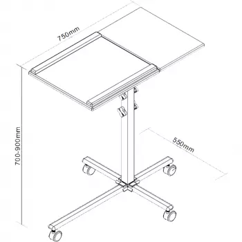 Carrito InLine para portátil y proyector, altura 70–90 cm