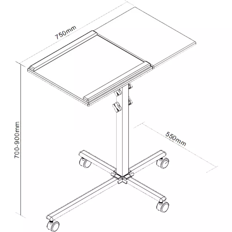 Carrito InLine para portátil y proyector, altura 70–90 cm