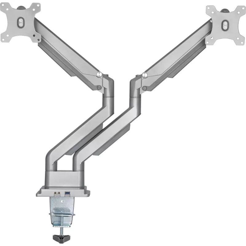 Soporte de mesa con elevador y USB/audio InLine, 2 monitores hasta 81 cm (32