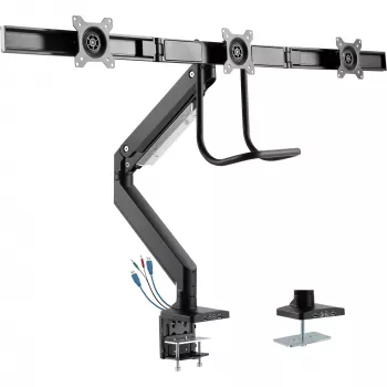 Soporte de sobremesa InLine con elevador y USB3.0, articulado, para 3 pantallas de hasta 27