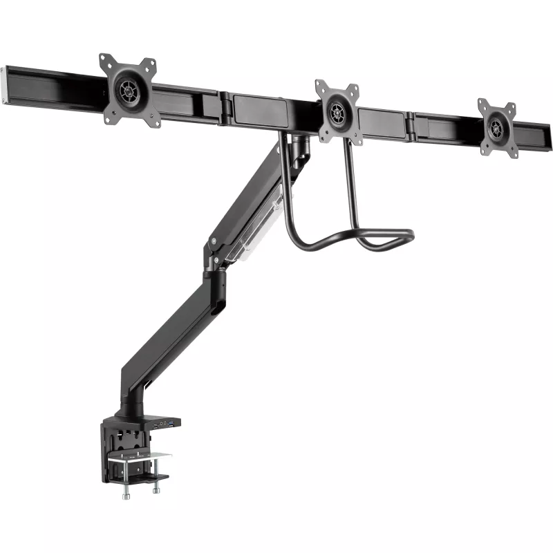 Soporte de sobremesa InLine con elevador y USB3.0, articulado, para 3 pantallas de hasta 27