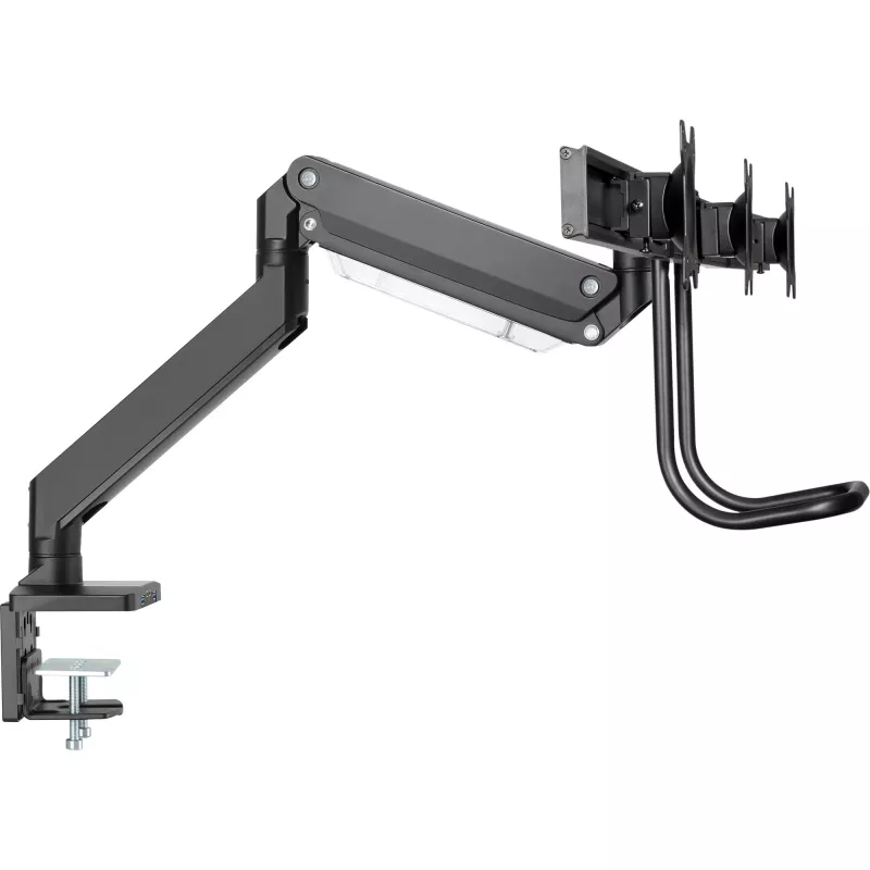 Soporte de sobremesa InLine con elevador y USB3.0, articulado, para 3 pantallas de hasta 27