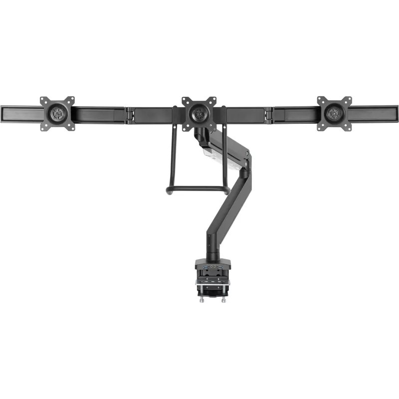 Soporte de sobremesa InLine con elevador y USB3.0, articulado, para 3 pantallas de hasta 27
