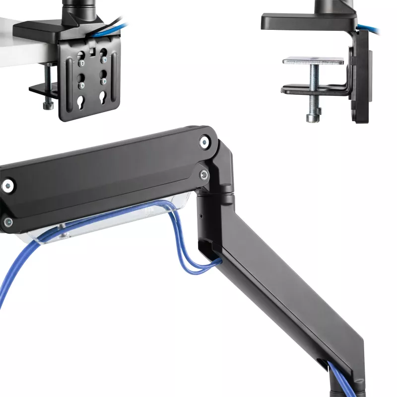 Soporte de sobremesa InLine con elevador y USB3.0, articulado, para 3 pantallas de hasta 27