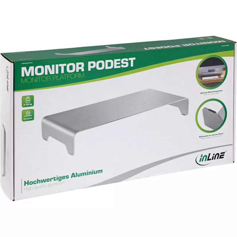 Plataforma para monitor InLine aluminio 63 mm max. 10 kg independiente plata 23175A
