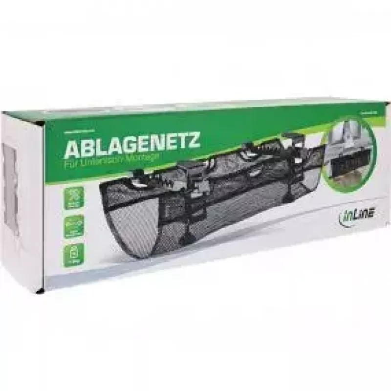Bandeja portacables InLine 23199B negra red de almacenamiento bajo mesa 610x240x390 mm