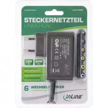Fuente de alimentación universal InLine, 12 V / 24 W con 6 conectores intercambiables