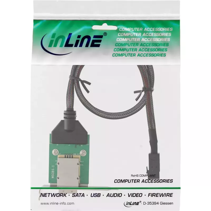 Soporte adaptador Low-Profile SAS HD InLine ext. SFF-8088 / int. SFF-8643 0,5 m