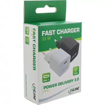 Cargador USB InLine 31501C Single USB-C 33W Power Delivery PPS blanco