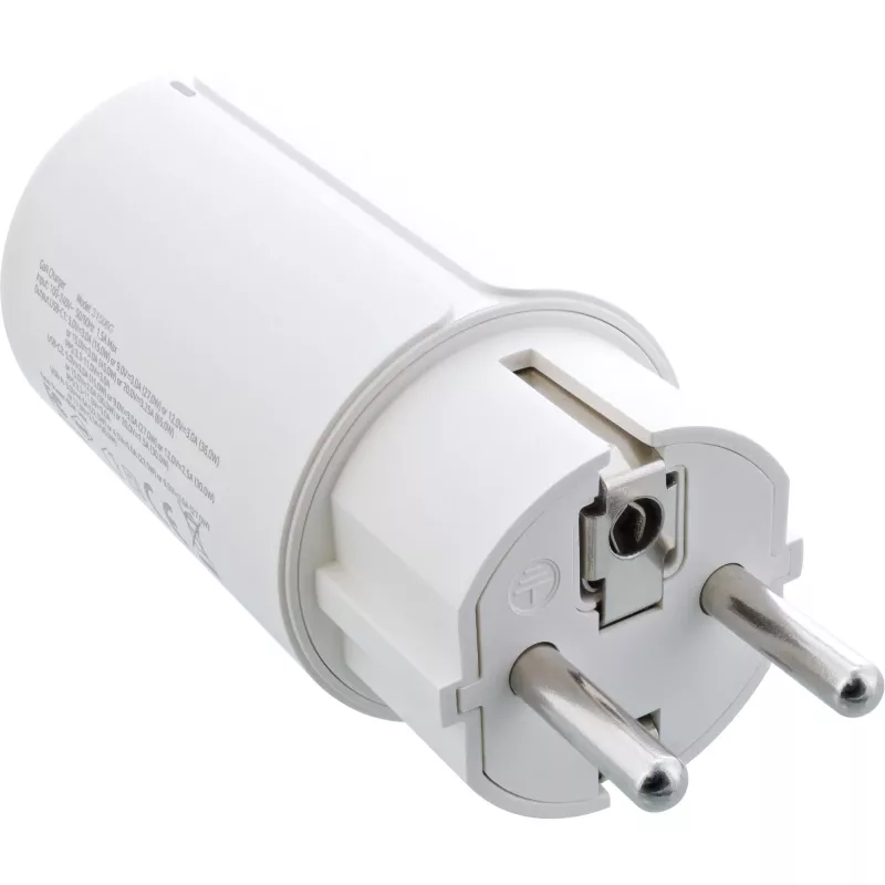 Fuente de alimentación USB PD InLine, cargador GaN, 3 puertos, Dual-USB-C + USB-A, 65W, blanco