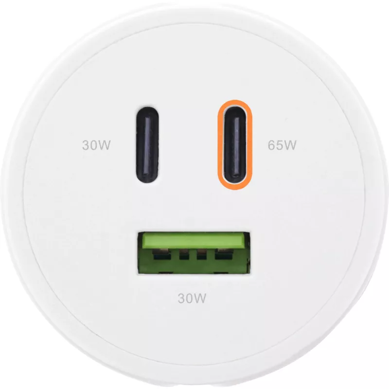 Fuente de alimentación USB PD InLine, cargador GaN, 3 puertos, Dual-USB-C + USB-A, 65W, blanco