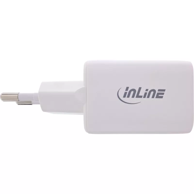 Fuente de alimentación USB InLine, cargador USB-A + USB-C, 33W, PD + QC, blanco