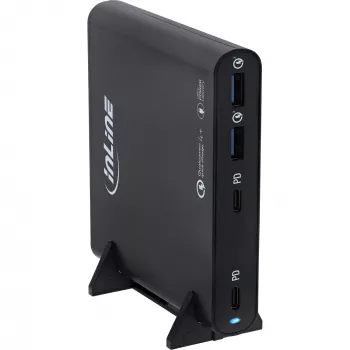 InLine Fuente de alimentación USB GaN, 4 puertos, 2x USB-C + 2x USB-A, 120 W, negro (31515B)