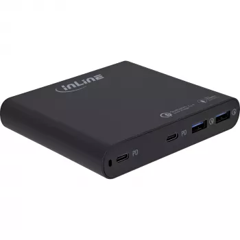 InLine Fuente de alimentación USB GaN, 4 puertos, 2x USB-C + 2x USB-A, 120 W, negro (31515B)