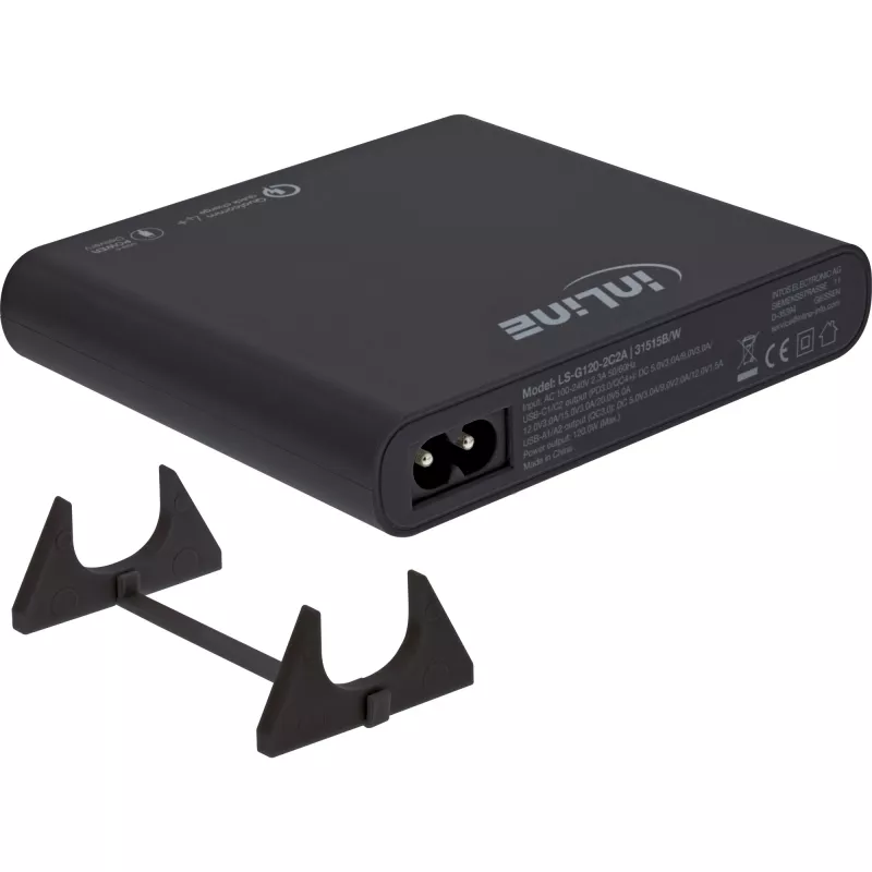 InLine Fuente de alimentación USB GaN, 4 puertos, 2x USB-C + 2x USB-A, 120 W, negro (31515B)