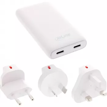 Fuente de alimentación USB InLine 31519C Dual USB-C 65W – Conexiones Dual USB-C, 65 W de potencia total