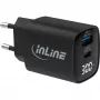 Fuente de alimentación USB PD InLine, cargador GaN, 2 puertos, USB-C + USB-A, 30W, con pantalla
