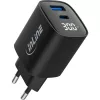 Fuente de alimentación USB PD InLine, cargador GaN, 2 puertos, USB-C + USB-A, 30W, con pantalla