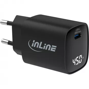 Fuente de alimentación USB PD InLine, cargador GaN, 1 puerto, USB-C, 45W, con indicador