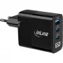 Fuente de alimentación USB PD InLine, cargador GaN, 3 puertos, USB-C + USB-A, 65 W, con pantalla