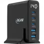 Fuente de alimentación USB PD InLine, cargador GaN, 5 puertos, USB-C + USB-A, 140W, con indicador