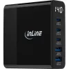 Fuente de alimentación USB PD InLine, cargador GaN, 5 puertos, USB-C + USB-A, 140W, con indicador