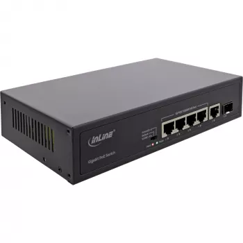 Switch no gestionado InLine PoE+ Gigabit Network Switch 5 puertos 4x PoE+ 1xSFP 1Gb/s sobremesa