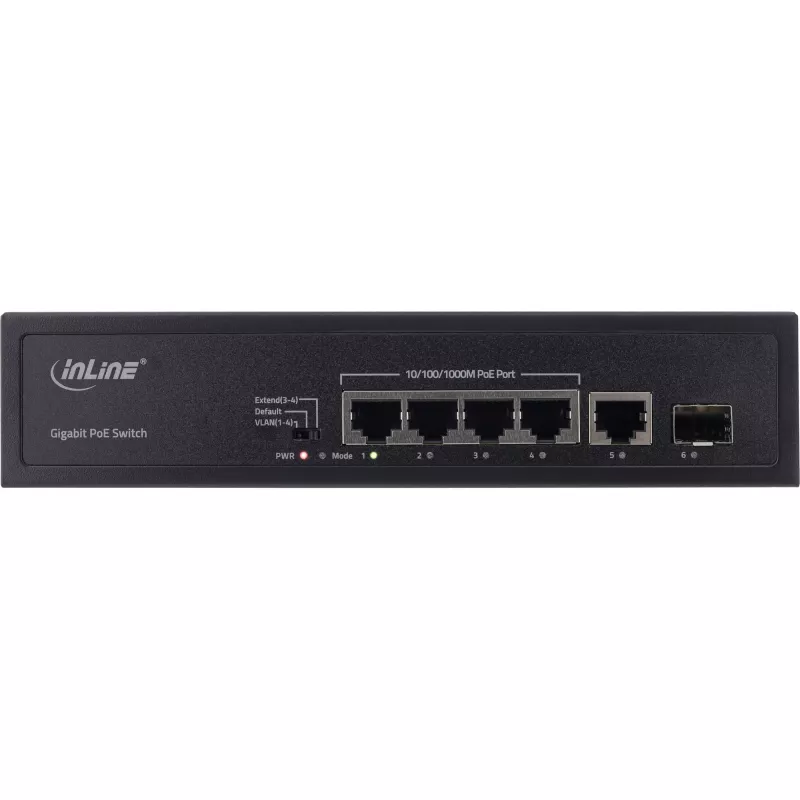 Switch no gestionado InLine PoE+ Gigabit Network Switch 5 puertos 4x PoE+ 1xSFP 1Gb/s sobremesa