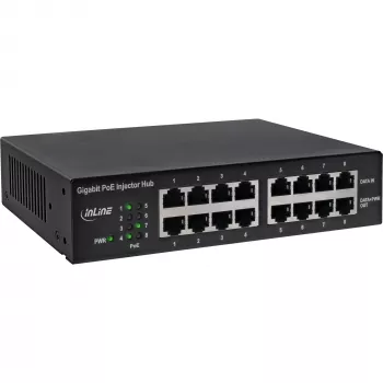 Hub inyector de red InLine PoE+ Gigabit 8 puertos (8x PoE+), 1 Gbit/s, 19