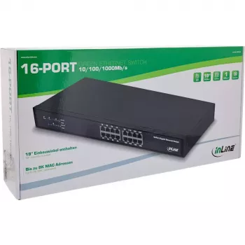 Switch de red InLine Gigabit 16 puertos, 1Gb/s, 19