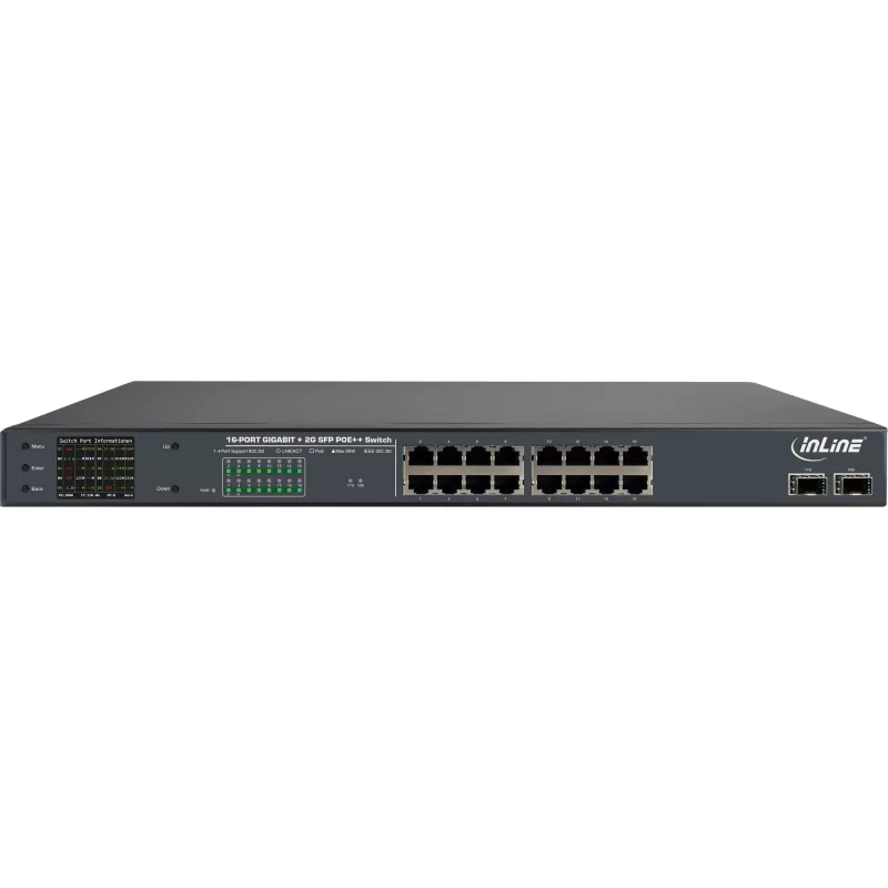 Switch de red PoE+ Gigabit InLine 24 puertos, 1 Gb/s, 2xSFP, 19 inch 1HE (incl. soportes)