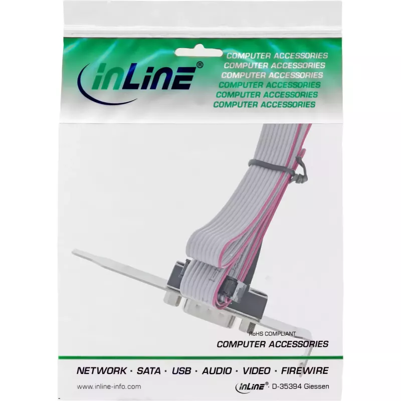 Tapadera de ranura InLine DB9 conector macho a header interno de 10 pines directo 1:1 0,6 m