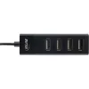 Hub USB 2.0 InLine de 4 puertos, conector macho Type-A a 4x conector hembra Type-A, negro, 30 cm, fino