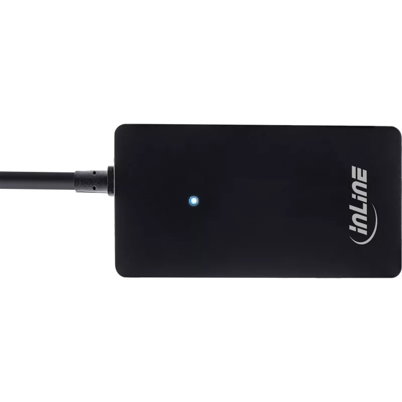 Hub USB 2.0 InLine de 4 puertos, conector macho Type-A a 4x conector hembra Type-A, negro, 30 cm